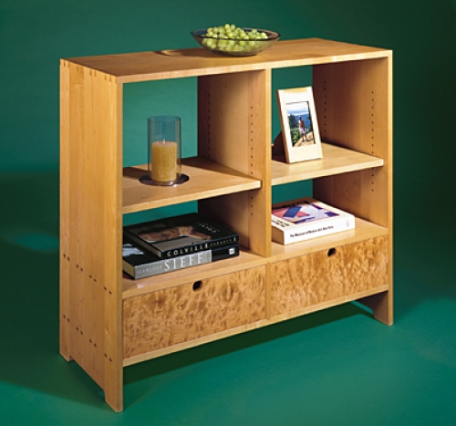 Storage Unit with shelf holes in maple with through dovetails. 35 12H x 40W x 16D